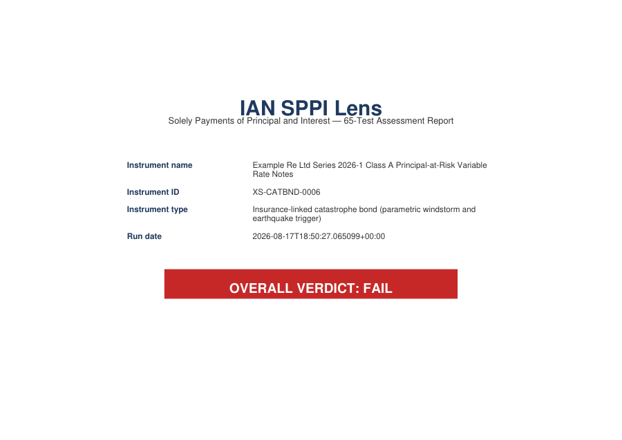 Page one of the Example Re Ltd Series 2026-1 Class A Principal-at-Risk Variable Rate Notes report